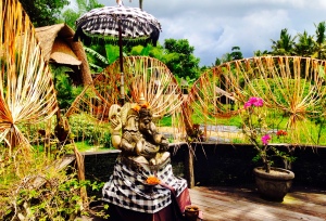 Ganesha is ready for rain at The Yoga Barn, Ubud 